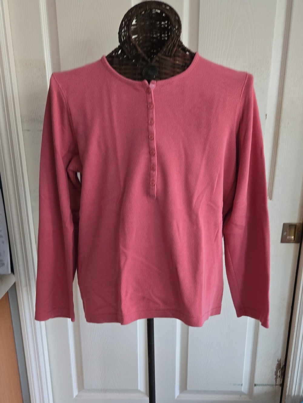 Van Heusen Rose Pink Long Sleeve Henley Top